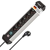 Brennenstuhl Premium-Alu-Line Steckdosenleiste 6-Fach/Steckerleiste aus hochwertigem Aluminium (Mehrfachsteckdose mit Schalter und 3m Kabel, Made in Germany)
