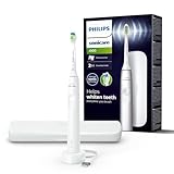 Philips Sonicare 4100 – Sonicare Elektrische Zahnbürste für Erwachsene mit 1 x Philips W2 Optimal White Sonic Bürstenkopf in Weiß, schlankem Reiseetui und USB-Ladegerät (Modell HX3683/33)