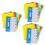 DIYEAH 45 Stck. Teiliges PP Kunststoff Register Trennblätter Bunte Ordnerregister Tabs Reißfest Leicht Glatte Oberfläche für Effiziente Datei und Notizbuchorganisation