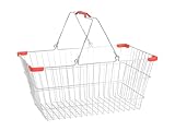 Einkaufskorb aus Metall 22 Liter, stabiler Handkorb mit Tragebügel, Gitterkorb Traglast 20 kg, Tragekorb Shopping-Basket H20 x B45 x T32 cm