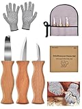 GutSache Schnitzmesser Kinder Set, Hochwertiges Schnitzset für Kinder ab 6 Jahren, Kreatives Schnitzen Werkzeug Kinderschnitzmesser inkl. Schnittfeste Handschuhe