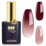 YTD Likomey UV Nagellack Farbwechsel Thermo Farbgel,15ml Nude Pink Weinrot Gel Chamäleon Nagelgel UV/LED Color Change Gellack,WB08