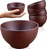 Goodwei Traditionelle japanische Reisschale aus Kastanienholz, 12 cm, servieren Reis, Suppen, Desserts und Snacks im asiatischen Stil (schwarz)