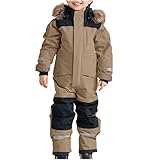 2024 Schneeanzug Kinder Unisex Klassisch Skianzug Warme Verdickt Schneeoverall mit Kapuze und Taschen Winddicht Wasserdichte Skihose Winter Outdoor Skijacke Passform Modisch SkianzüGe Softshelljacke