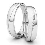 Kolibri Rings Eheringe Silber 925 5 Zirkonia Steine Paarpreis- Inkl. Gratis Etui + Gravur