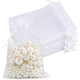 TNSOYCA 20 Stück weiße Organzasäckchen, 18 x 13.2cm, Gaze-Geschenktüten mit Zugband, Organza Beutel, Bonbons Geschenk Schmuckbeutel für Hochzeit Oder Fest Party