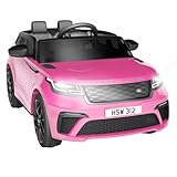 Kinder Elektroauto, Land Rover Mit Lizenz 12V Kinder-Elektroauto Mit Fernbedienung, Musik, FrüHerziehung, USB, Tf, Mp3, Elektrisches Kinderauto für ab 3 Jahren (Rosa)