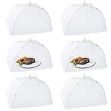 Homealexa Fliegenhaube 6 Set Abdeckhaube für Essen Faltbare Kuchenabdeckung Fliegenschirm Lebensmittel Abdeckung Perfekter Fliegen-Schutz für Essen Obst Picknick BBQ Weiß