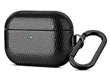 Haobobro [Eidechsenhauttextur-Stil] AirPods Pro 3 Hülle mit Karabiner - Premium PU Leder Schutzhülle für AirPod Pro 3 - Handgefertigt für AirPod Pro 3. Generation Case Lizard Skin Texture - Schwarz