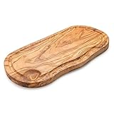 Erreke Olivenholzbrett, Schneidebrett Olivenholz Gross, Servieren oder Schneiden, Grillen Käse Brot, Holzbrett Küche, Schneidebrett Holz, Handarbeit (ca. 39 cm mit Saftrille)