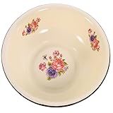 TOPPERFUN Retro Emaille Waschbecken Dickwandiges Multifunktionales Aufbewahrungs und Rührbecken mit Rutschfestem Boden Praktische Vintage Küchenschüssel für Teig Obst und Haushalt