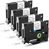 4x MarkField Beschriftungsband 12mm Kompatible mit TZe-231 Tze231 Brother P-Touch Schriftband 12mm 0.47 Weiß für Brother P touch D200 H100LB E110 D400 H108 H107B PT-H110 H105 H101C 900 1000 1005
