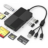 8-in-1 XD Picture Card Adapter für iPhone/USB C/PC - Memory Stick Pro Duo Adapter und SD/TF/CF/XD Kartenleser Hub mit 3 USB2.0-Anschlüssen, Type-C USB-A Light ning Multi SD Kartenleser OTG-Adapter