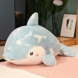 Xiyocadt Blauweiß Delfine Plüschtier, Weiche Kuschelige Spielzeitbegleiter, Delphin Kuscheltier, Delfin Kissen, Plüsch Geschenk für Kuscheln & Spielen (70cm)