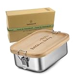 Gipfelgaudi Gipfelstürmer Brotdose mit Holzdeckel I Langlebige Edelstahl Box für Kinder & Erwachsene I Besonders hygienische Lunchbox Edelstahl I Metall Brotdose leicht & handlich