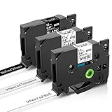 LabelKINGDOM Schriftbänder 12mm kompatible Etikettenband Ersatz für Brother ptouch Bänder TZe231 TZe131 TZe335 Laminierte Schriftband für ptouch H105 H107B H110 1000 D400 Etikettendrucker, 3stk.