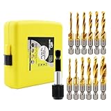 Kombi-Bohrer- und Gewindebohrer-Set,Titanbeschichtetes Gewindebohrer-Werkzeug 13Stück SAE/Metrisch Gewindebohrer Bohrer