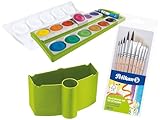 Pelikan Wasserbox 808246 für Deckfarbkasten Schul-Standard blau (Grün - Komplett-Set)