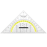 Westcott Geodreieck 22 cm mit abnehmbarem Griff | Transparentes Geodreieck aus Kunststoff mit gelber Skala | Technische Skala & Winkelmesser für Schule, Uni oder Büro | E-10134 00