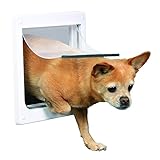 2-Wege Freilauftür für Hunde, mit Tunnel, XS–S: 25 × 29 cm, weiß