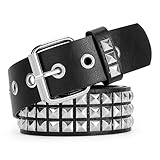 VONMELLI Nietengürtel Y2K Gürtel Goth Ledergürtel für Damen und Herren Metall Punk Taillengürtel Scene Style für Jeans Passt Taillenumfang 78-91cm