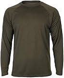 Mil-Tec Tactical Quick Dry Langarmshirt Herren • Langarm T-Shirt mit Raglanärmeln & Daumenschlaufen • Atmungsaktiv & schnelltrocknendes Sport- und Funktionsshirt • Longshirt in Oliv, L