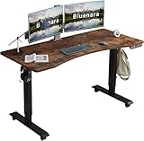 Bluenara Höhenverstellbarer Schreibtisch Elektrisch, 140 x 76CM, Sitz- & Stehpult-Schreibtisch 2-Fach-Teleskop mit Memory-Steuerung Braun Spleißbrett Tischplatte (mit Bogenmaß)