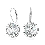 LANBEIDE Sterling Silber Hängend Ohrringe Kristalle Leverback Ohrringe mit Runden Cubic Zirkon für Damen