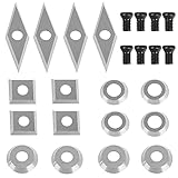 Hartmetall Wendeschneidplatten, 16 Stück Drechseleisen Set CNC Hartmetall Einsatzschneider Set für Holz Drechselwerkzeug Drehstahl Drechselzubehör Diamantform/Rundem/Quadratischem mit M4 Schrauben