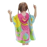 Garneck Badeponcho Meerjungfrau Motiv Weiches Tragbares Baumwoll Badetuch mit Kapuze Leichter Strandumhang für Jungen und Mädchen Hautfreundlich und Vielseitig Einsetzbar