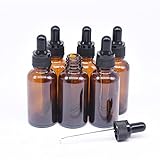 BOUNHOHE Pipettenflasche 30ml-6 Stk, Apothekerglas set aus Bernsteinglas mit Dropper Pipette Glas, Trichter und Etikett für Ätherische Öl Aromatherapie, Parfümöle, Flüssigkeit