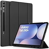 EasyAcc Hülle für Samsung Galaxy Tab S10+, Galaxy Tab S9 FE+ / S9 Plus 12.4 Zoll mit S Pen Halter - Ultra Dünn mit Standfunktion Slim PU Leder Schutzhülle,Schwarz