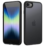 HGH Matt Hülle für iPhone SE 3/2 (2022/2020), für iPhone 8/7, [Militärschutz] Schutzhülle Samtige Touch Matt Anti-Kratzen, Durchscheinende Rückseite Schutzhülle, Anti-Fingerabdruck (Schwarz)