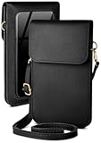 moex Handytasche zum Umhängen für Apple iPhone 16 Pro Max – Kleine Handtasche mit Handyfach und Sichtfenster, 2 zusätzliche Fächer - Handy Umhängetasche Damen, Onyxschwarz