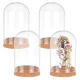 PH PandaHall 4 Stück Cloche Glaskuppel Klarglas Displaykuppel Mit Korkboden Dekorative Gläser Für Sammlerstücke Figuren Blumenaufbewahrung Partybevorzugung Dekoration 8x12.9cm