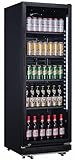 Getränkekühlschrank Flaschenkühlschrank schwarz 360 L mit Glastür abschließbar LED-Bel. 0°bis+10°C 5 Einlegeroste verstellbar