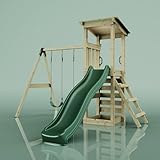 OutdoorToys Spielturm Neapel in Dunkelgrün mit Doppel-Kinderschaukel