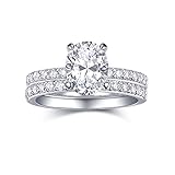 AONED 2 Karat ovales Verlobungsring-Set für Damen, Zirkonia, Ehering, Verlobungsringe für Sie, 18 Karat Weißgold vergoldet, Schmuck, Geschenke, Größe 4–11, 7, Weißgold, Zirkonia, Zirkonia