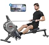 Dripex Rudergerät für Zuhause, Rudergeräte für Gym-Übung mit 16 einstellbaren Widerstandsstufen, Maximale Tragfähigkeit 160 KG, langlebige Gleitschiene, Bluetooth App unterstützt, LCD Monitor