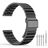 TODYSTRAP Metall Uhrenarmband Edelstahl 22mm, Schwarz Schnellverschluss Uhrenarmbänder Edelstahl, Smartwatch Ersatzarmband für Herren Damen, Metallarmband 20mm 22mm