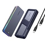 UGREEN RGB M.2 NVMe SATA SSD Gehäuse 20 Gbps, USB C 3.2 Gen 2x2 M.2 SSD Gehäuse für NVME/SATA SSDs 2230/2242/2260/2280(M Key/B+M Key), kompatibel mit MacBook, HP 14pro, iPhone 16, PS5, Switch