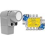 TechniSat UNYSAT Universal-Quattro-LNB - im Wetterschutzgehäuse & TECHNISWITCH 5/8 Mini, Multischalter / Satverteiler für bis zu 8 Teilnehmer, 100m Entfernung überbrückbar