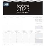 Häfft® Wochen-Tischkalender 2025 quer 'Black Edition' 1 Woche 2 Seiten, Schreibtisch-Kalender mit Sprüchen, Wochenkalender 29,7 x 11,6 cm - nachhaltig & klimafreundlich