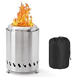 JurciCat Mini Rauchfreie Feuerschale Feuerschale Klein Campingkocher für den Außenbereich Edelstahl Tragbar Feuerstelle für Pellets oder Holz(14cm ⊘* 20cm H)