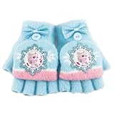 MIUNUO Froz Kinder Halbfinger Handschuhe, Froz Fingerlose Fäustlinge Mädchen, Winter Cartoon Fingerhandschuhe, Froze Strickhandschuhe, Thermohandschuhe mit Klappe, Winterhandschuhe 5-12 Jahre Alt