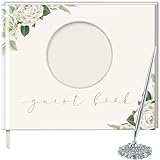 Sadara store Hochzeitsgästebuch-Einband, Größe 20,3 x 25,4 cm, Hochzeits-Erinnerungsbuch mit Bleistift, Gäste-Hochzeitsbuch, Vollfarbdruck mit rundem Fotorahmen.