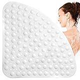 Inntek Anti-Rutsch-Massagematte für Dusche oder Badewanne, antibakteriell, dreieckig, mit Drainageloch, 54 x 54 cm,