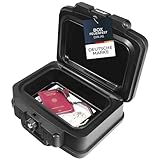 HMF 250451 Feuerfeste Wasserdichte Dokumentenbox | DIN A5 | 38,5 x 16,5 x 28 cm | schwarz