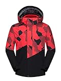 NATUST 3-in-1 wasserdichte Winterjacke Kinder Warmer Doppeljacke Jungen Übergangsjacke Fleecejacke Mädchen Winterjacke mit Abnehmbarer Kapuze Rot 128-134