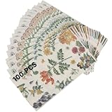 Blumen-Servietten, Einweg-Handtücher, 3-lagiges Papier, 32 x 40 cm, Gartenblüten-Servietten für Tischplatte, Badezimmer, Hochzeit, Geburtstag, Urlaub, Dinner-Party, 100 Stück